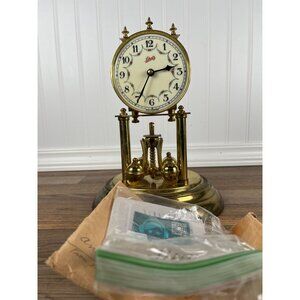 Vintage Schatz 400 Day Brass Anniversary Mantle Clock and Key NO DOME